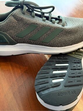 adidas Olive Green Knit Running Sneakers with White Midsole